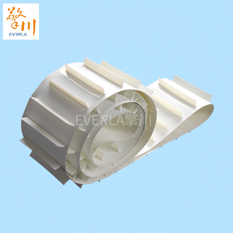 流水線爬坡加擋板白色食品PU<a href='http://wxnic.cn/shusongdai/' target='_blank'><u>輸送帶</u></a>