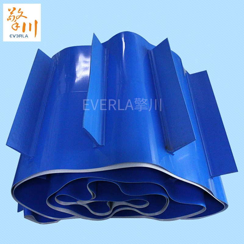 PVC藍(lán)色<a href='http://wxnic.cn/shusongdai/' target='_blank'><u>輸送帶</u></a>加擋板