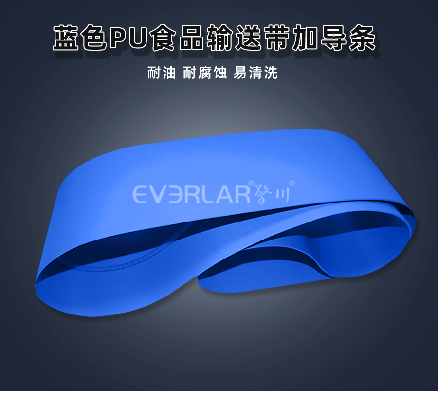 藍(lán)色PU食品<a href='http://wxnic.cn/shusongdai/' target='_blank'><u>輸送帶</u></a>加導(dǎo)條詳情01