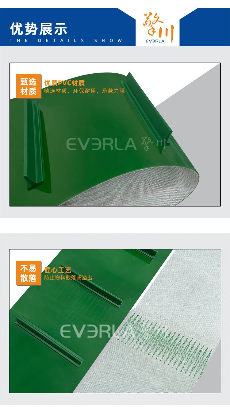 綠色PVC輸送帶加擋板